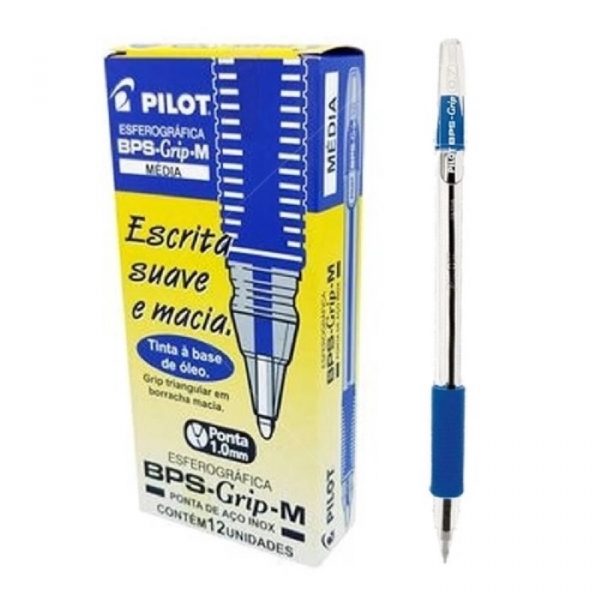 Caneta Esferográfica Pilot Bps Grip 1.0 Média Azul