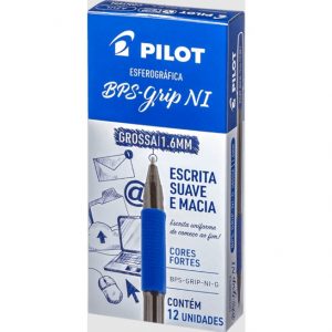 Caneta Esferográfica Pilot Bps Grip 1.6 Grossa Azul C/12 Unidades