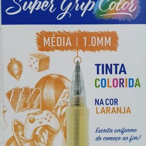 Caneta Esferográfica Pilot Super Grip Retrátil Color 1.0 Média Laranja C/12 Unidades