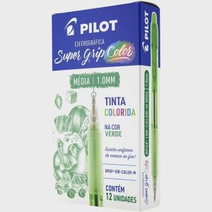 Caneta Esferográfica Pilot Super Grip Retrátil Color 1.0 Média Verde