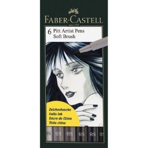 CANETA FABER CASTELL ARTISTICA PITT PENCIL SOFT BRUSH TONS CINZA 06 CORES 167806