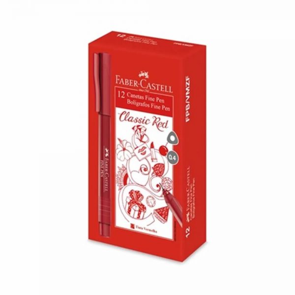 Caneta Faber Castell Fine Pen 0.4 Vermelho FPB/VMZF C/12 Unidades