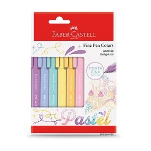 Caneta Faber Castell Fine Pen 6 Cores Pastel Ponta Fina 0.4mm FPBES6TPZF