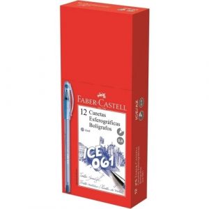 Caneta Faber Castell Ice 061 0.8mm Azul Esferográfica C/12 Unidades