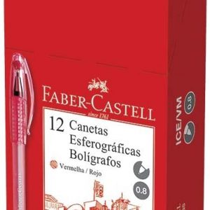 Caneta Faber Castell Ice 061 0.8mm Vermelha Esferográfica C/12 Unidades