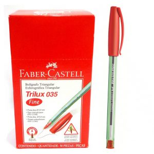 CANETA FABER CASTELL TRILUX FINE VERMELHO 035 CX50