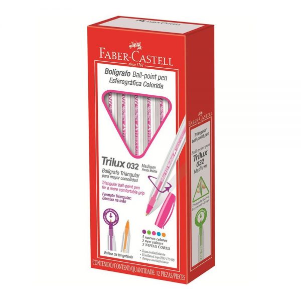 CANETA FABER CASTELL TRILUX MEDIUM ROSA CX12 032RS