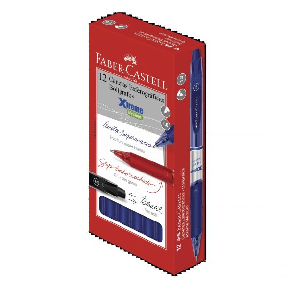 CANETA FABER CASTELL XTREME RETRATIL 1.0 VERMELHO MEDIUM XTRT10VM CX12