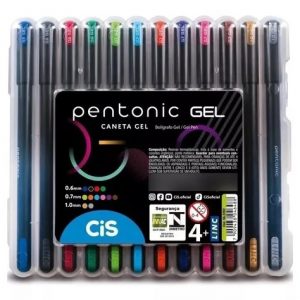 Caneta Gel Pentonic 12 Cores Ponta 0.6 0.7 e 1.0mm Cis 562202
