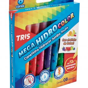 Caneta Hidrografica Tris Mega Hidro Color Jumbo Fruits Com Cheirinho C/8 Cores 607252
