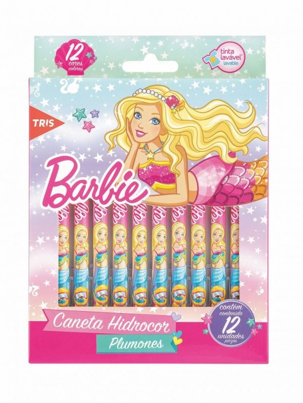 Caneta Hidrográfica 12 Cores Barbie Tris 643533