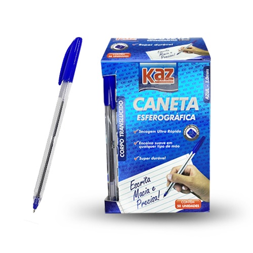 Caneta Kaz Tri 1.0 Azul C/50 Unidades KZ98134 - Papelaria Criativa