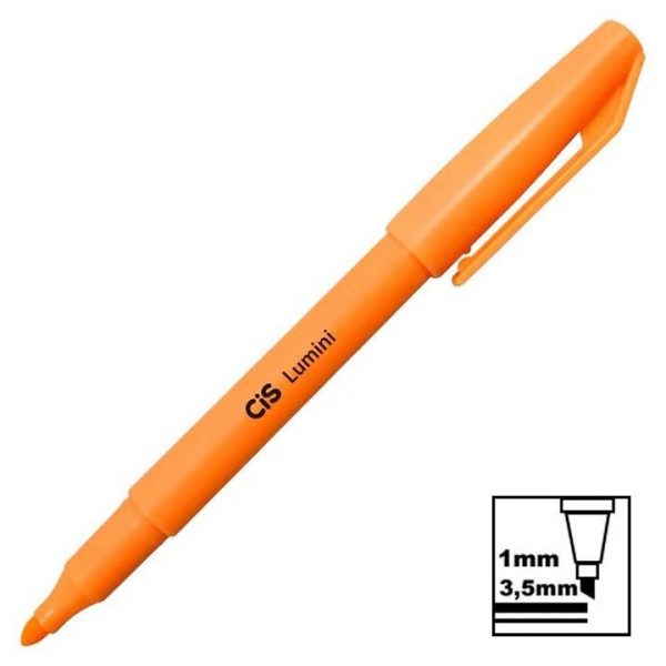 Caneta Marca Texto Cis Lumini Laranja Claro Traço Até 3,5mm 47802