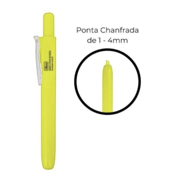 Caneta Marca Texto Retrátil Amarelo Tilibra 344770