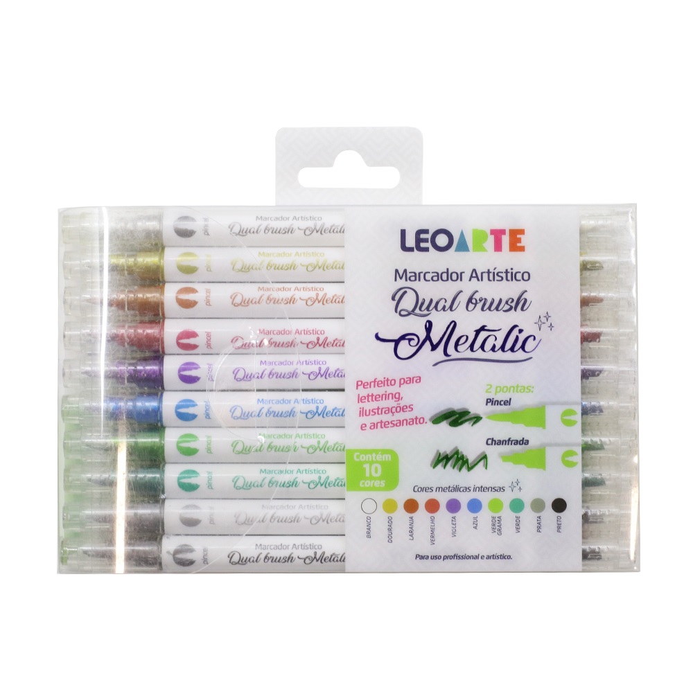 CANETA MARCADOR ARTISTICO LEOLEO DUAL BRUSH 12 CORES 96142