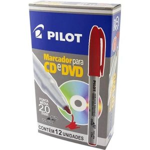 Caneta Marcador Permanente Para CD/DVD Pilot 2.0 Vermelho C/12 Unidades