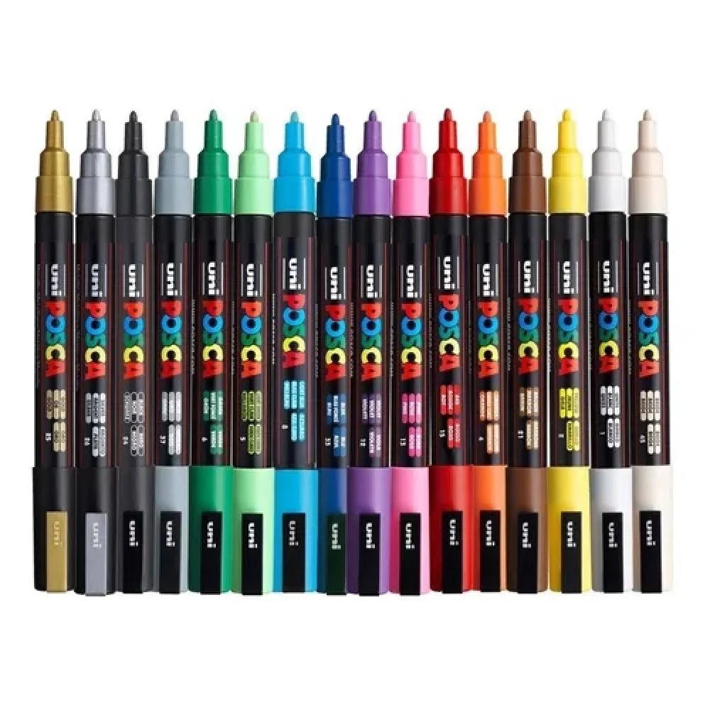 Caneta Marcador Posca PC-5M C/ 16 Cores - Uniball