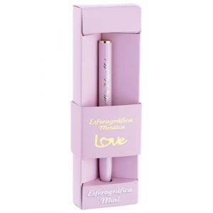 Caneta Molin Esferográfica Mini Love Metálica Rosa 01361