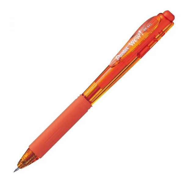 Caneta Pentel Esferográfica Wow 1.0mm Laranja Retrátil BK440F