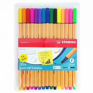 Caneta Stabilo Point 88 Fineliner 0.4mm 10 Cores + 5 Neon