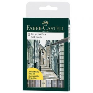 Canetas Pitt Faber-Castell 8 Cores Cinza 167808