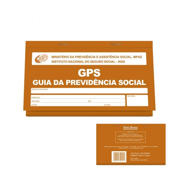 Carnê GPS Guia da Previdência Social 12x2 Vias 24Fls Pauta Branca C/10 Unidades 500242