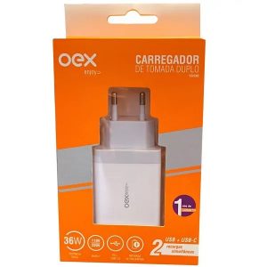 Carregador Oex USB Branco Para Tomada CG202