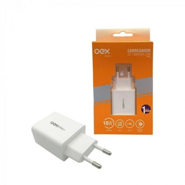 Carregador Oex USB Branco Para Tomada CG202