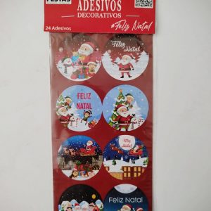 Cartela De Adesivos Feliz Natal Sortidos 04cm Ponto Das Festas PF110159