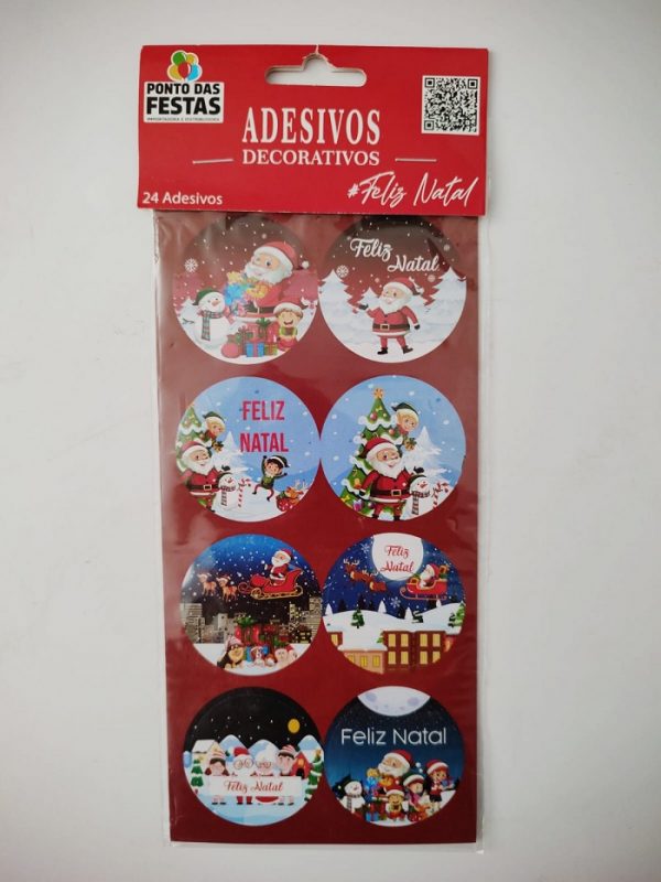 Cartela De Adesivos Feliz Natal Sortidos 04cm Ponto Das Festas PF110159