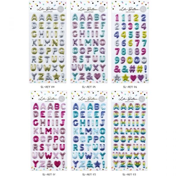 Cartela De Adesivos Letras E Números 3D Metálicos Sortidos 11x23cm Kit YD00