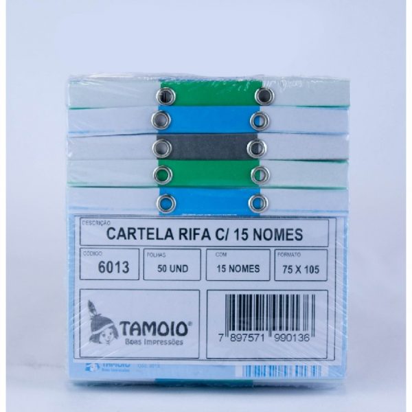 Cartela Rifa 15 Nomes Tamoio 6013 C/50 Unidades