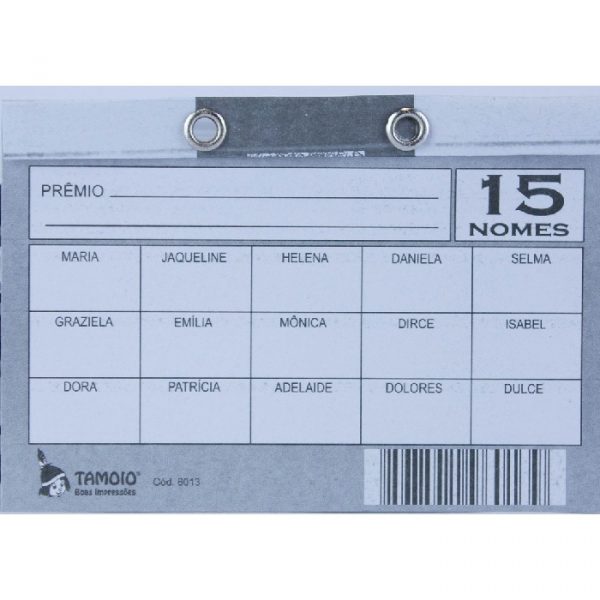 Cartela Rifa 15 Nomes Tamoio 6013 C/50 Unidades