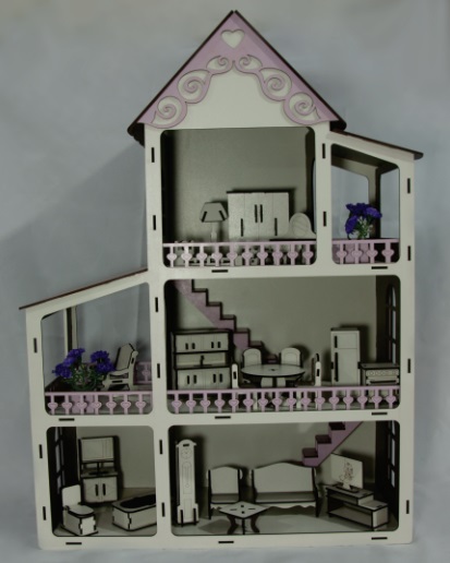 Casinha de Boneca de MDF Branca e Roxa - 21 x 47 x 60 cm - Palácio das  Artes e Essências