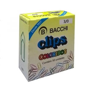 Clips Bacchi Colorido N3/0 80grs C/50 Unidades