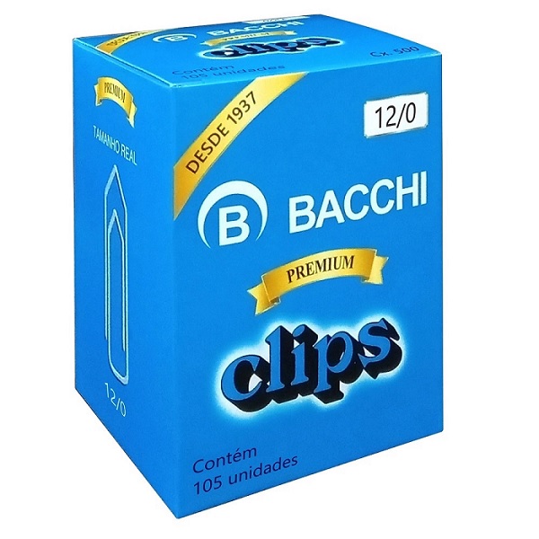 Clips Bacchi Galvanizado N12/0 Premium 500grs C/104 Unidades