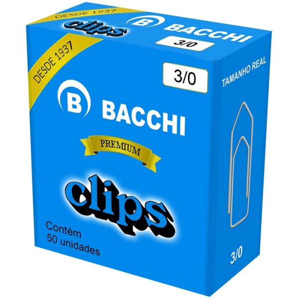 Clips Bacchi Galvanizado N3/0 50 Unidades Pacote C/10 Caixas