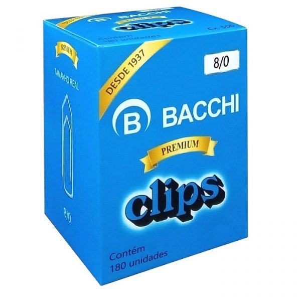 Clips Bacchi Galvanizado N8/0 Premium 500grs C/180 Unidades