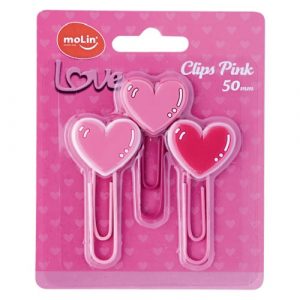 Clips Molin Love Pink Coração C/3 Unidades 31577
