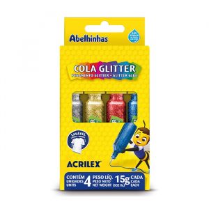 Cola Acrilex com Glitter 04 cores 15grs 02924
