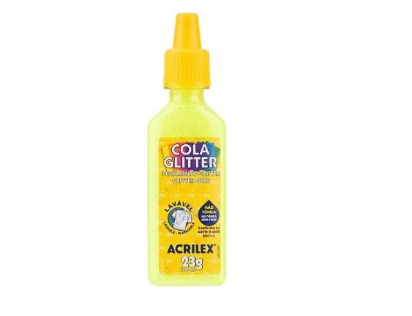 Cola Acrilex Com Glitter Neon Amarelo Limão 102 23grs