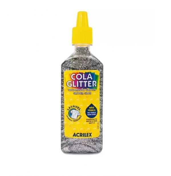 Cola Acrilex Com Glitter Prata 202 23grs C/12 unidades
