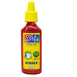 Cola Acrilex Com Glitter Vermelho 205 23grs C/12 unidades