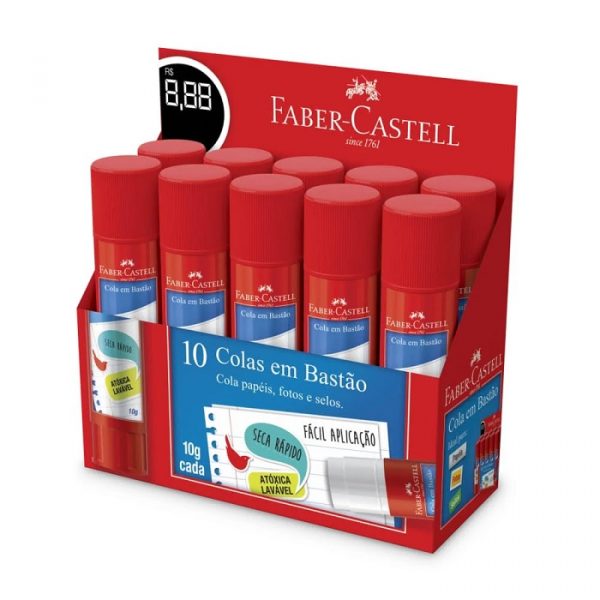 Cola Bastão Faber Castell 10grs OF8110 C/10 Unidades