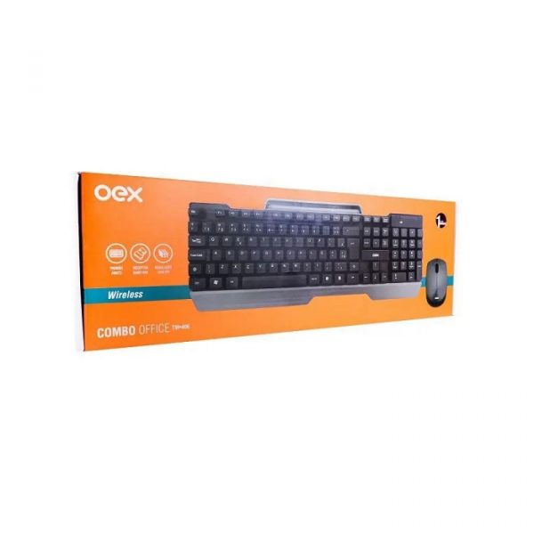 Combo Oex Office Teclado E Mouse Sem Fio Preto TM406