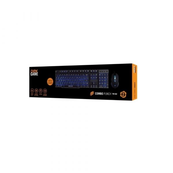 COMBO OEX PUNCH GAME TECLADO E MOUSE COM LED USB 2400DPI PRETO TM302