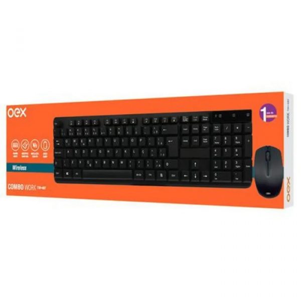 Combo Oex Teclado E Mouse Wireless Work Preto TM407