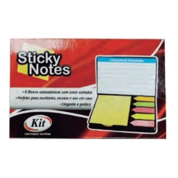 Conjunto Bloco Adesivo Sticker Neon Colors Com 6 Blocos Sortidos Kit 2160112