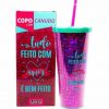 Copo Brilho Com Canudo Tudo Feito Com Amor É Bem Feito 650ml - Unika 647