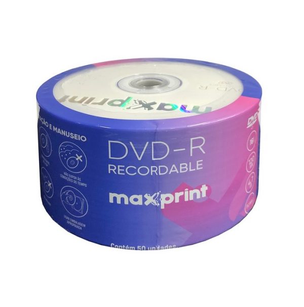 DVD-R Gravável (120min/4.7gb) 16x Recordable Com 50 Unidades Maxprint 506066